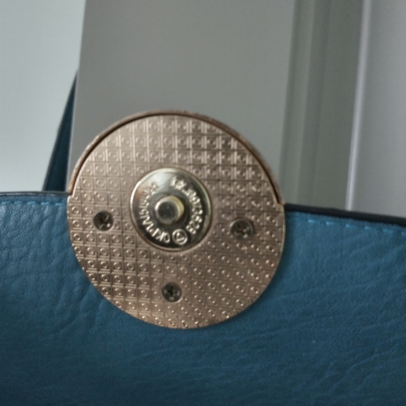 Vieta Fringed Blue Pebbled Leather Crossbody Purse with leather fringe - Picture 7 of 13